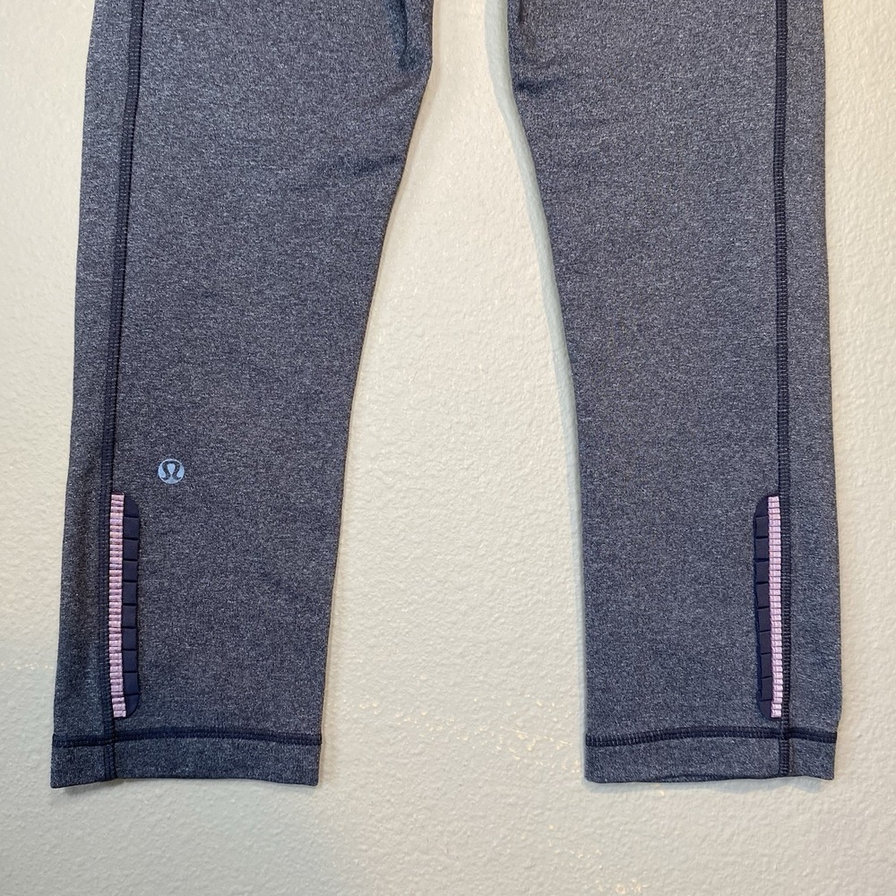 Lululemon 3/4 Leggings Crop Bundle Size 4 Soul Cycle Skull V Waist Black Gray - Picture 14 of 16